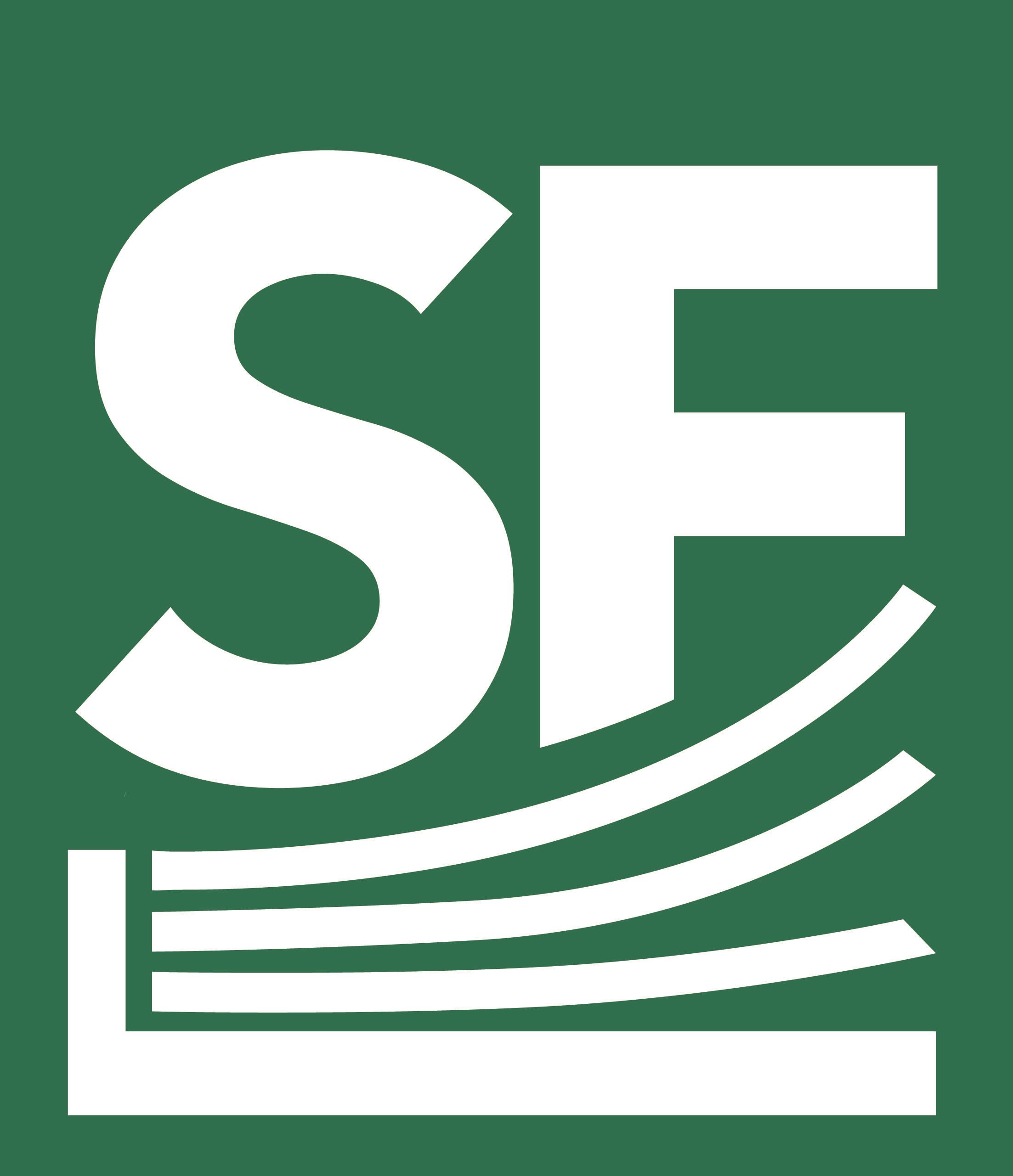 South Fayette Library Icon letters S and F with book image and green background