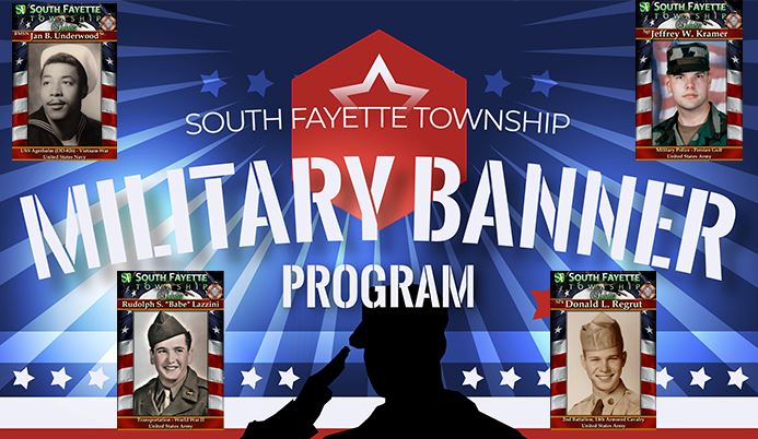 Military Banner Program with four sample images with veteran photos