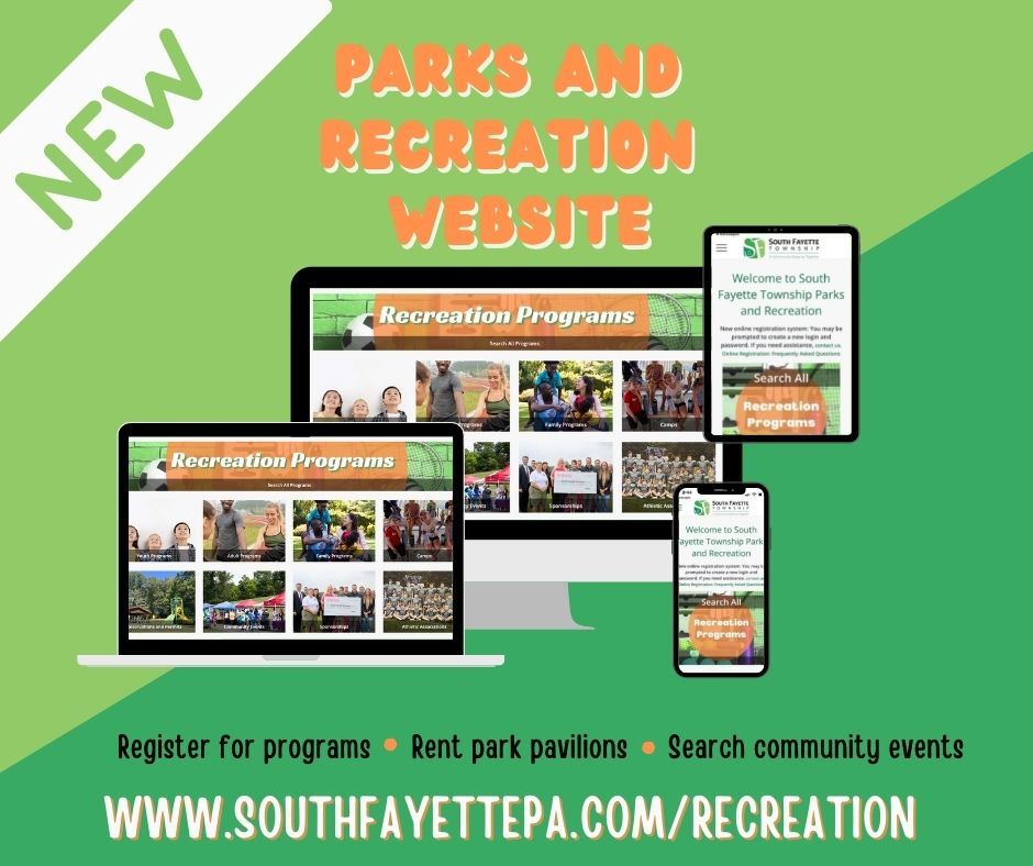 Parks and Recreation Website with images of home screens on desktop and mobile
