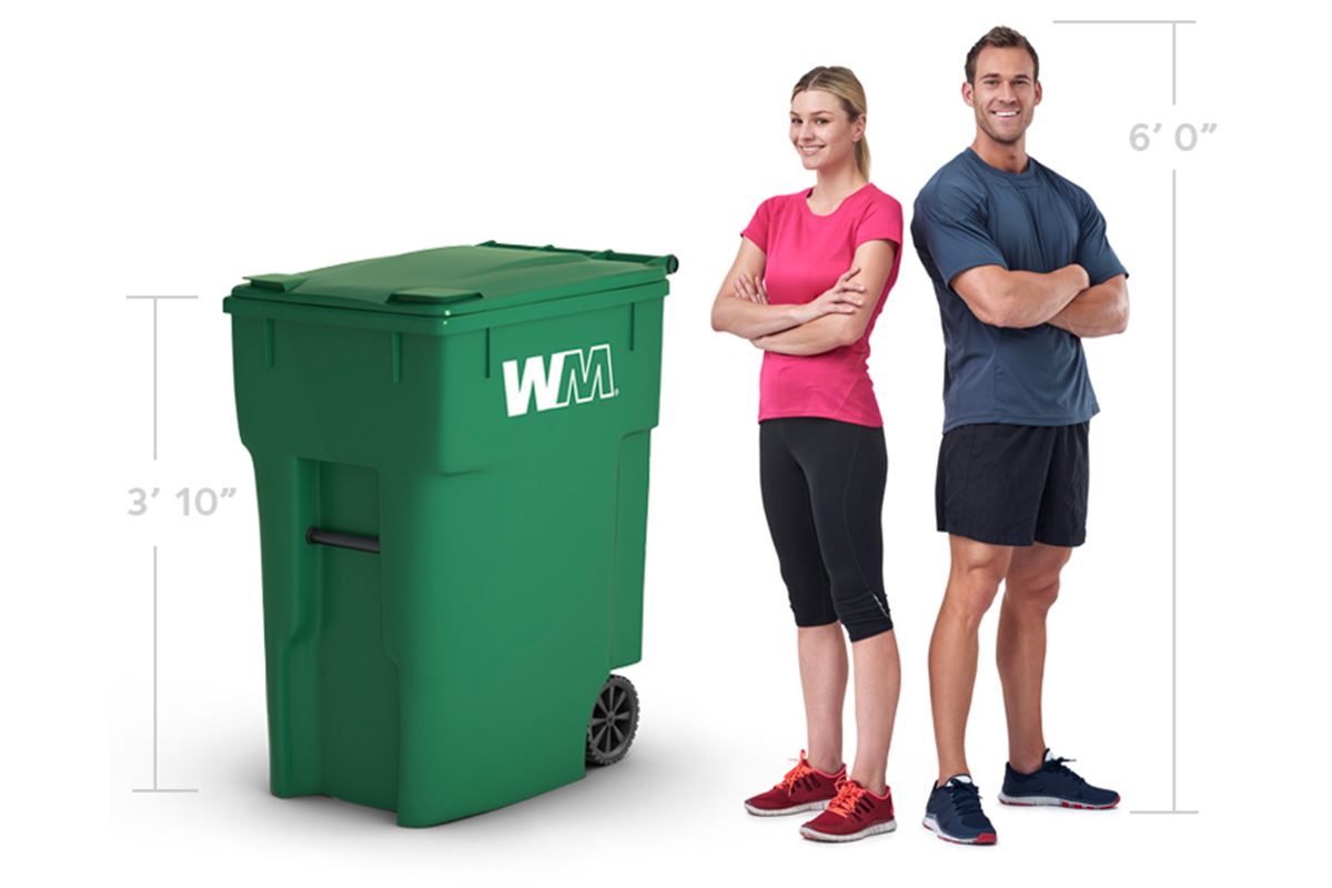 96 gallon cart with people and dimensions